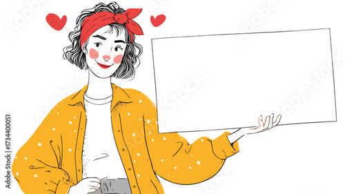Cheerful Cartoon Vector Illustration of a Woman H