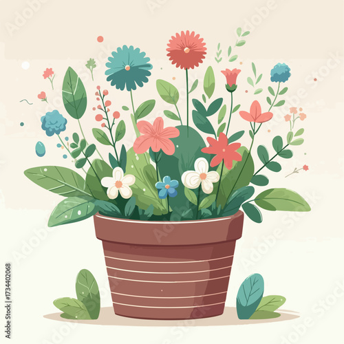 flat vector illustration of a flower vase