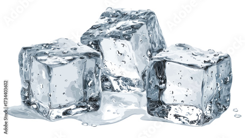 Crystal Clear Ice Cubes in Vector Illustration for Professional Use
