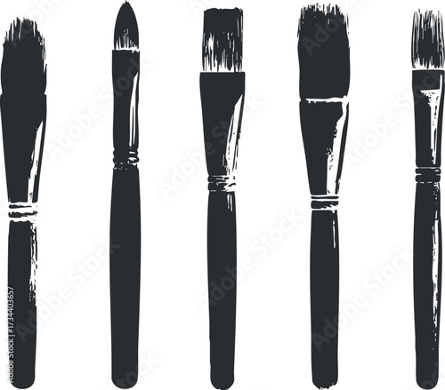 A collection of various artistic brushes ideal for painting and makeup applications..
