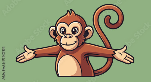A simple, black and white logo featuring a stylized monkey face with text below.
