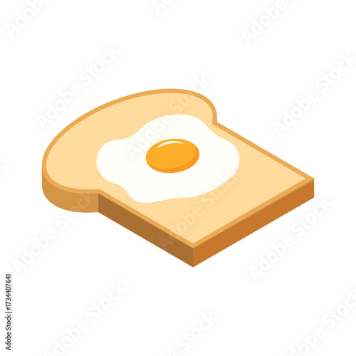 Fried eggs on a slice of bread. Healthy delicious breakfast flat vector illustration
