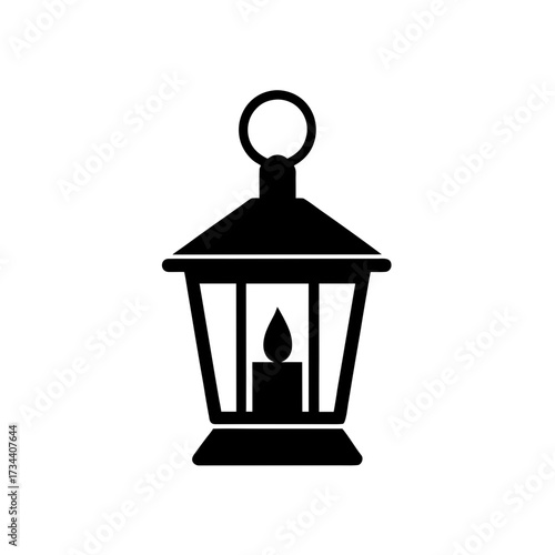 a black silhouette of a vintage lantern with 
