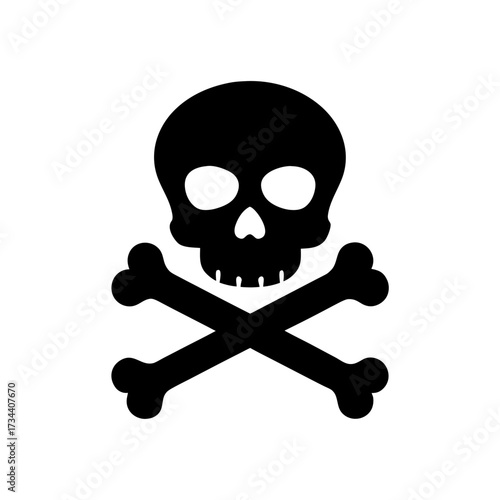 a black skull and crossbones silhouette black vector