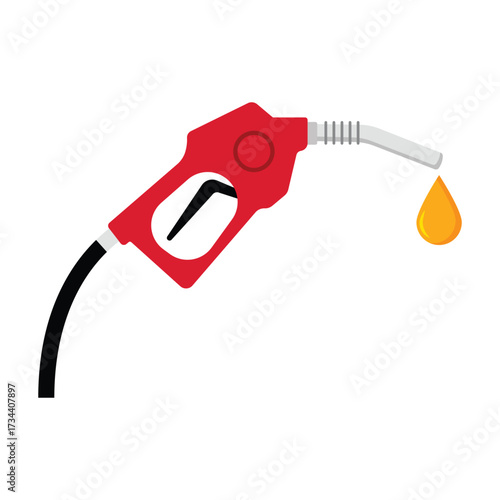 Fuel pump nozzle sign. Gasoline, gas station flat vector design on white background