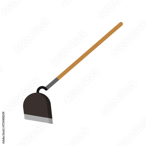 Garden hoe flat vector illustration isolated on white background