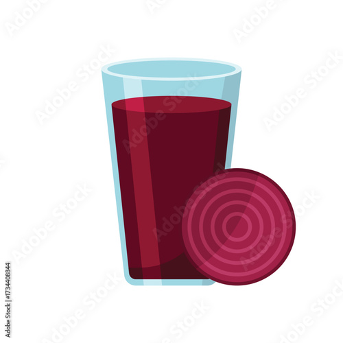 Glass of beetroot juice flat vector illustration on white background