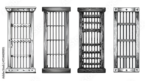 Professional Four Isolated Prison Bars Set Design