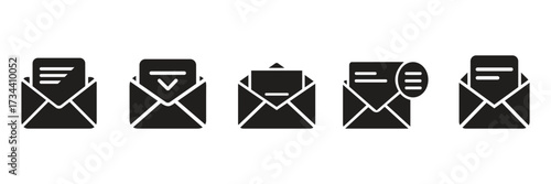 Modern email icons for effective communication. Perfect for marketing, newsletters, and staying connected with customers and colleagues, displaying varied states.