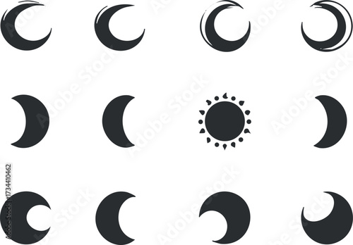 A modern pattern featuring alternating moons and a sun, ideal for celestial-themed designs..