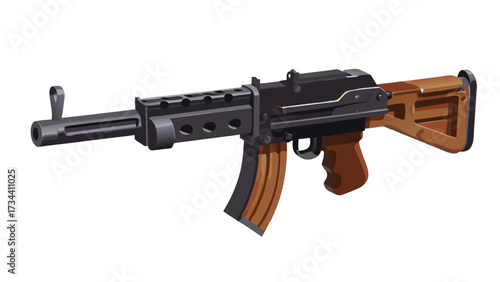 Automatic machine gun rifle isolated on white background