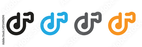 Modern DJ symbol set in multiple colors provides a professional, dynamic design element for branding, music apps, audio tech, or entertainment ventures, creative and adaptable.