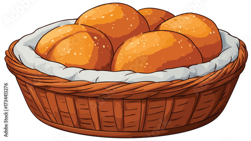 Vector Cartoon Bread Basket Illustration for Bakery Concepts in EPS Format