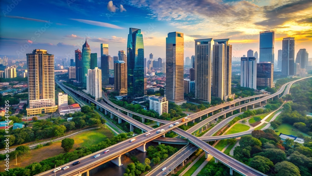 Obraz premium Jakarta, Indonesia Skyline and Landmarks – Monas, Mosques, Cathedrals, and Cityscapes, Authentic Jakarta Indonesia Collection