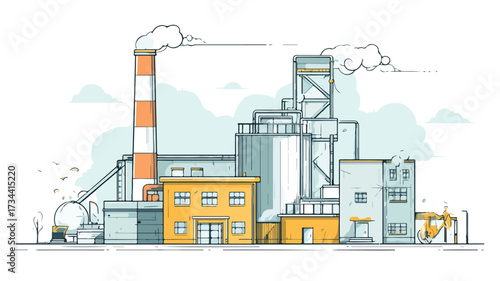 Modern Industrial Factory Flat Style Illustration for Adobe Stock Photos