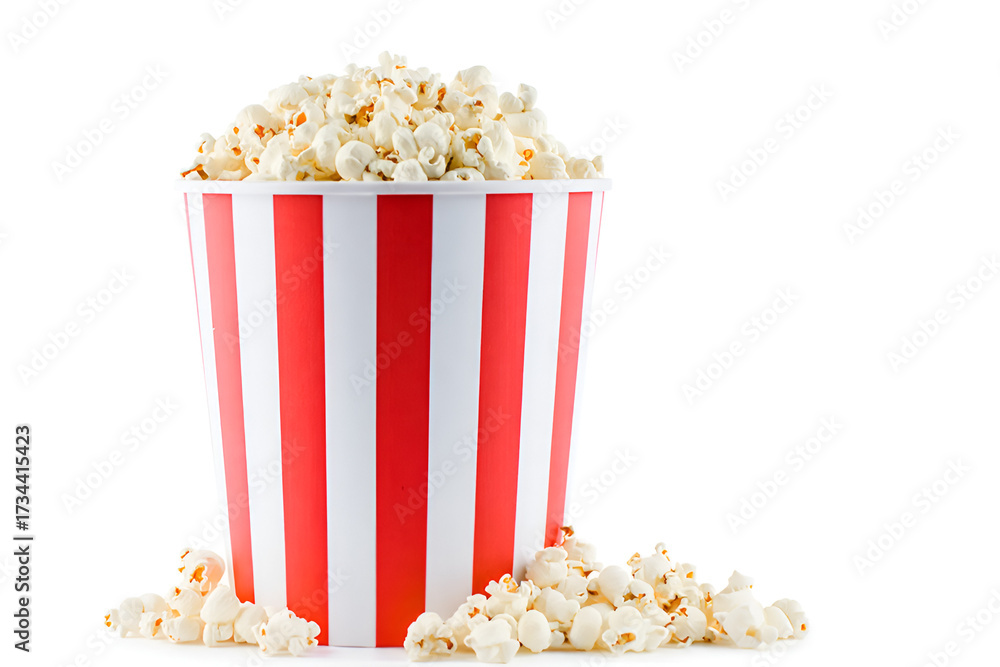 Fototapeta premium popcorn in a bucket isolated on white background