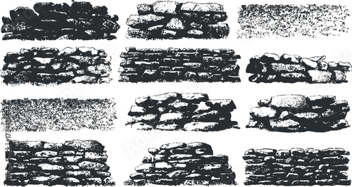 A collection of various stone textures and patterns suitable for artistic and design projects..