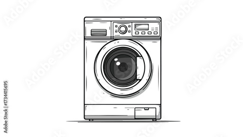Sleek Modern Washing Machine Isolated on White Background for Graphic Design Projects