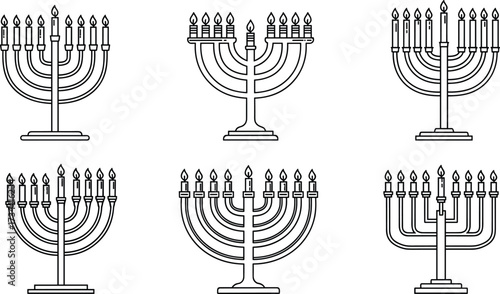 Menorah Display, Jewish Festival, Home Decor, Digital Illustration, Celebratory Environment, Top View, Cultural Significance