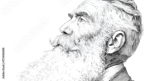 Professional Bearded Man Side View Vector Illustration