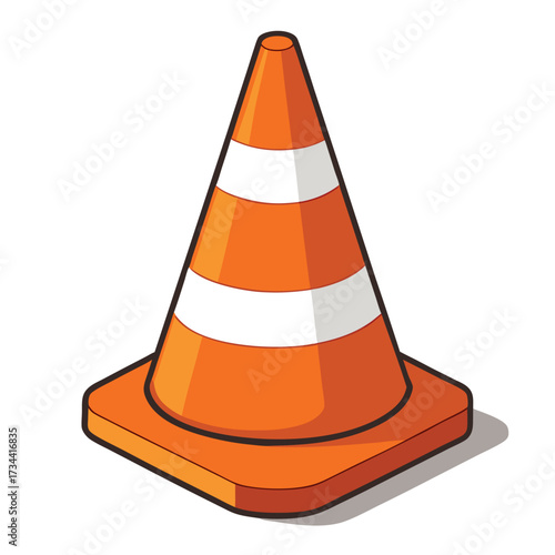 Orange traffic cone indicating construction ahead