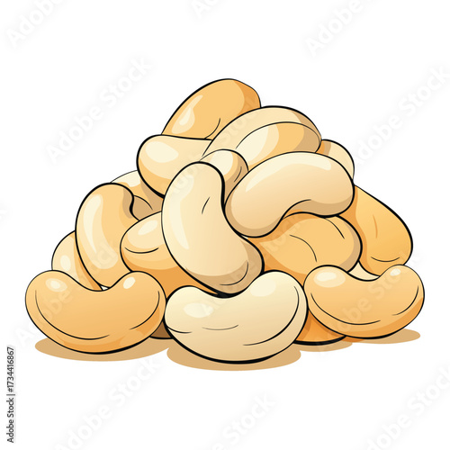 Illustration of a pile of cashew nuts