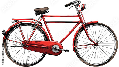 Professional Red Student Bicycle Clipart Illustration