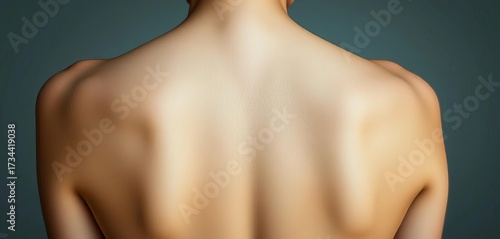 Bare back, smooth skin, delicate curve, subtle shadow,  elegance,  visual
