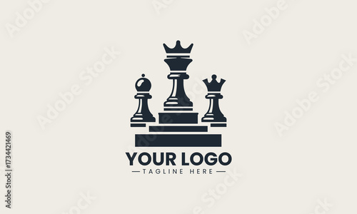 Chess Podium vector logo illustration