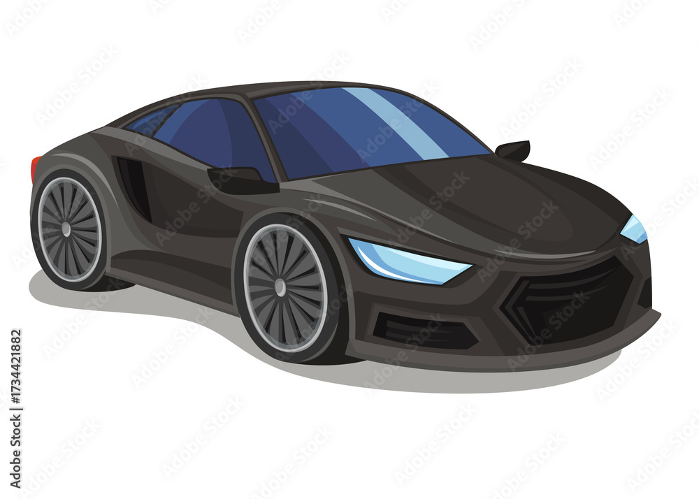 Fototapeta premium Cartoon street racing car vehicle on white background illustration for children