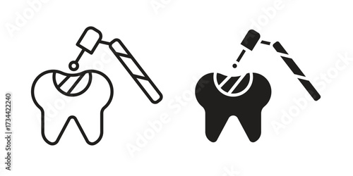Tooth filling icons simple vector set. logo sign symbol set