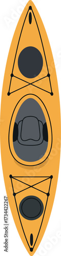 Bright yellow tandem kayak water sports adventure outdoor activity vector