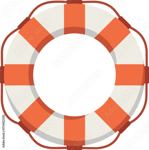 Orange and white lifebuoy floating safety ring rescue equipment isolated vector