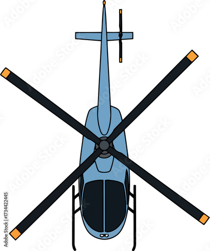 Top view modern helicopter aerial transport aviation machine vector