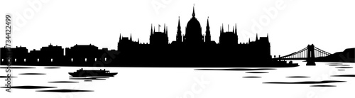 Budapest skyline silhouette on white background