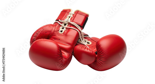 Pair of red boxing gloves isolated PNG with Transparent Background