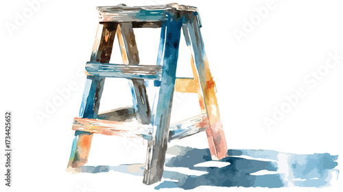 Creative Wooden Ladders Watercolor Painting Style