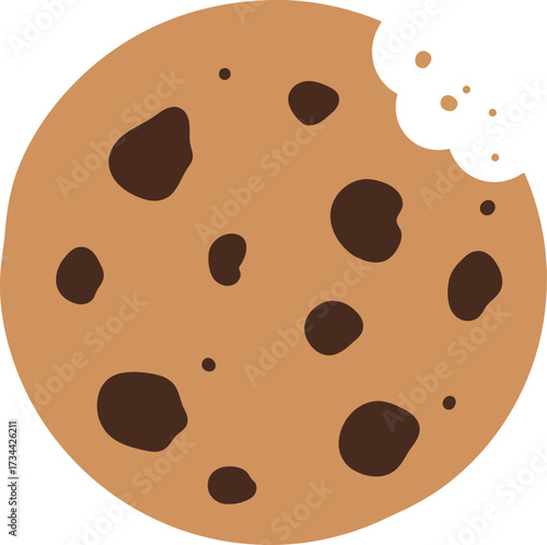 Delicious chocolate chip cookie bite sweet treat vector