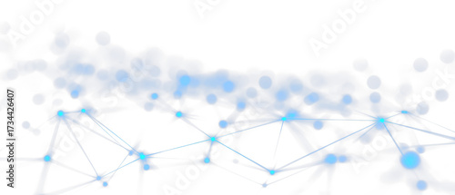 Glowing Blue Dots Forming a Digital Network with Geometric Shapes Isolate on Transparent Background, cutout, png