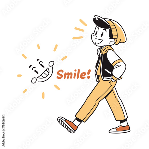 Trendy Boy Smile Pose, Stylish Boy Saying Smile, Cool Boy Happy Expression, Modern Boy Reaction Isolated