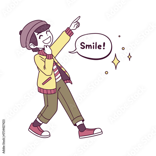 Trendy Boy Smile Pose, Stylish Boy Saying Smile, Cool Boy Happy Expression, Modern Boy Reaction Isolated