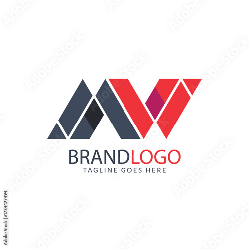 Free Download Modern flat design mw logo with geometric elements - GFXLoad