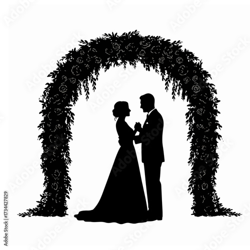 Romantic Wedding Arch Ceremony Couple Silhouette