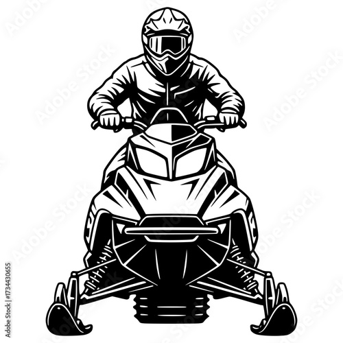 Snowmobile Rider Front View with Helmet and Goggles, snowmobile, winter, sport, extreme, vehicle