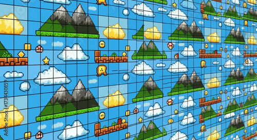 Pixelated Panorama A Nostalgic Landscape in Digital Dreams