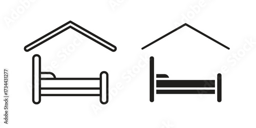 Shelter beds icons simple vector set. logo sign symbol set
