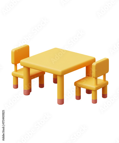 Children's yellow table and chairs, perfect for playtime and learning