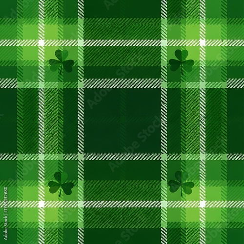 Irish Plaid with Clovers Pattern.
