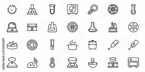 Vibrant science and laboratory icons, perfect for educational materials, medical presentations, and innovative research projects, offering a clean, modern aesthetic for digital and print media.