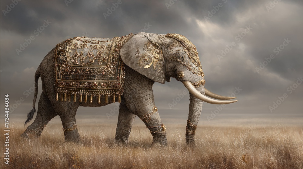 Fototapeta premium Ornate elephant majestic landscape
